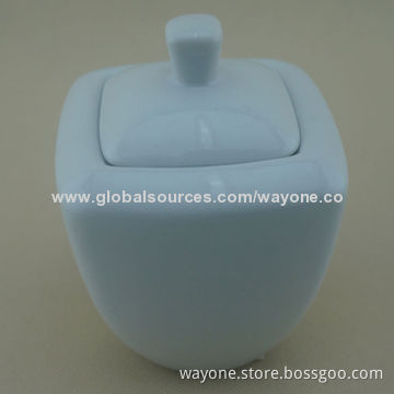 340mL ceramic sugar pot in white color glazed more colors and designs workable food dishwasher-safe